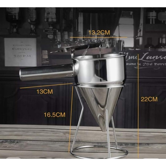 Baking Batter Funnel Dispenser Stainless Steel Cone Kitchen for Cupcake Pancakes - Picture 5 of 5